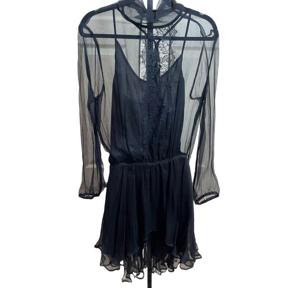 Krisa/‎ Revolve Sz Medium Lace Chiffon High Neck Cascade Midi Slip Dress NWT - Picture 1 of 12